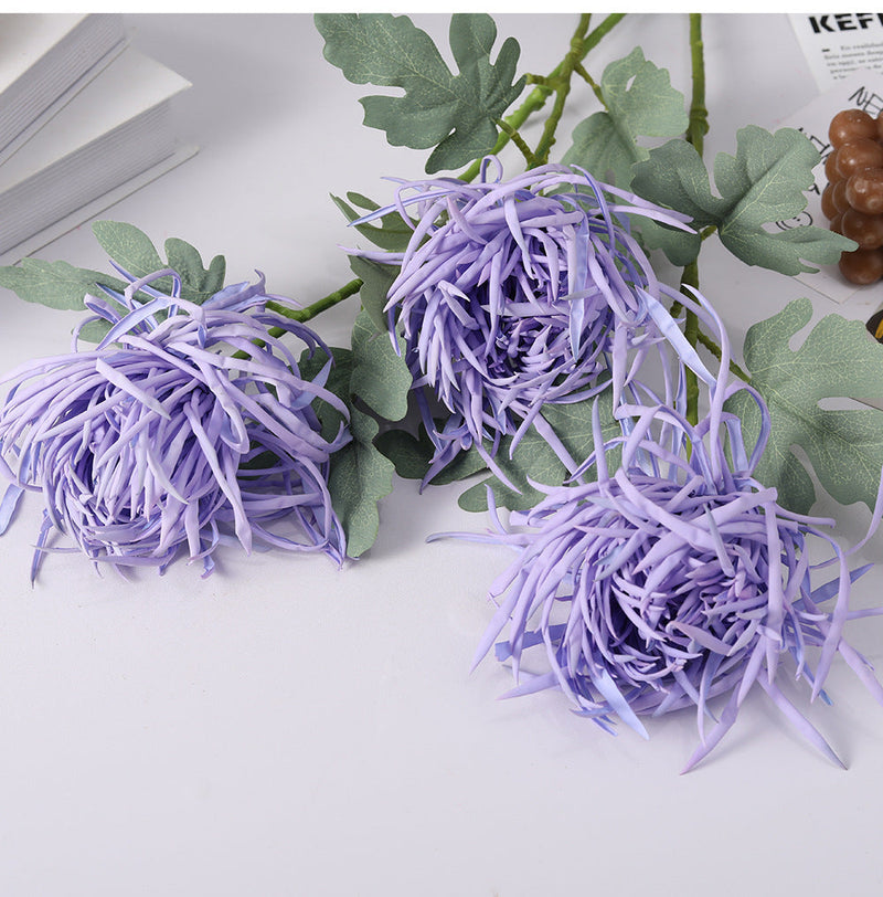 27 Inch Artificial Chrysanthemum Stems Coral Triple Bloom Foliage Spray 10 Pcs Silk Flowers for Autumn Centerpiece