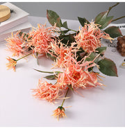 27 Inch Artificial Chrysanthemum Stems Coral Triple Bloom Foliage Spray 10 Pcs Silk Flowers for Autumn Centerpiece