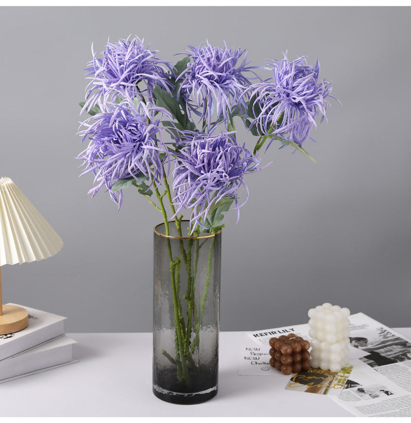 27 Inch Artificial Chrysanthemum Stems Coral Triple Bloom Foliage Spray 10 Pcs Silk Flowers for Autumn Centerpiece