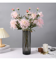 27 Inch Artificial Chrysanthemum Stems Coral Triple Bloom Foliage Spray 10 Pcs Silk Flowers for Autumn Centerpiece