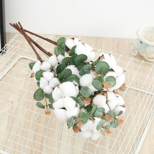 23 Inch Artificial Cotton and Eucalyptus Mixed Stems Bulk Quantity
