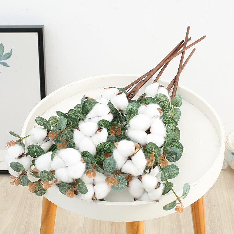 23 Inch Artificial Cotton and Eucalyptus Mixed Stems Bulk Quantity