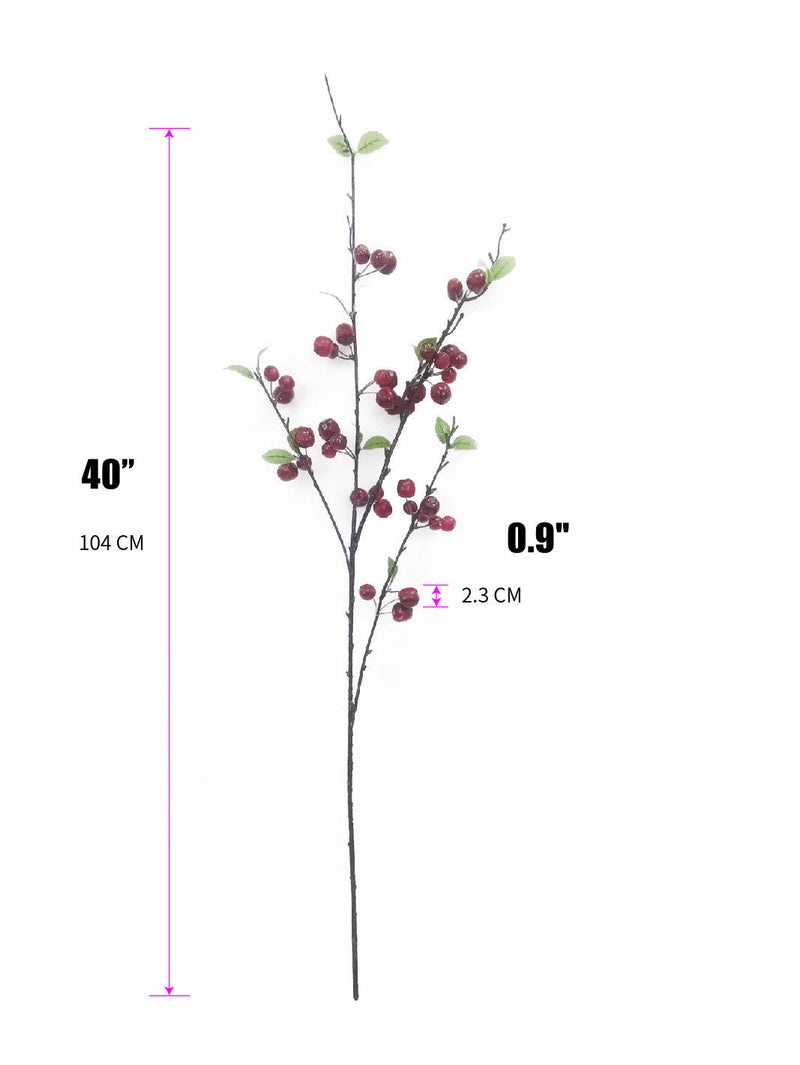 40 Inch Artificial Crabapple Berry Branch – Bulk Wholesale, Realistic Silk Fruit Stem