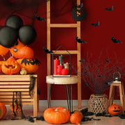 29 Inch Artificial Curly Willow Corkscrew Branches with Bat Decorations, 10 Pcs Halloween Decor