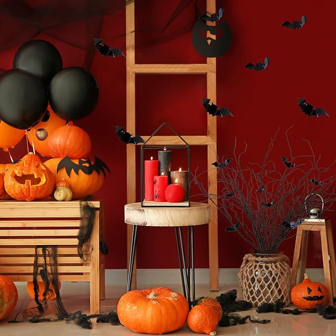 29 Inch Artificial Curly Willow Corkscrew Branches with Bat Decorations, 10 Pcs Halloween Decor