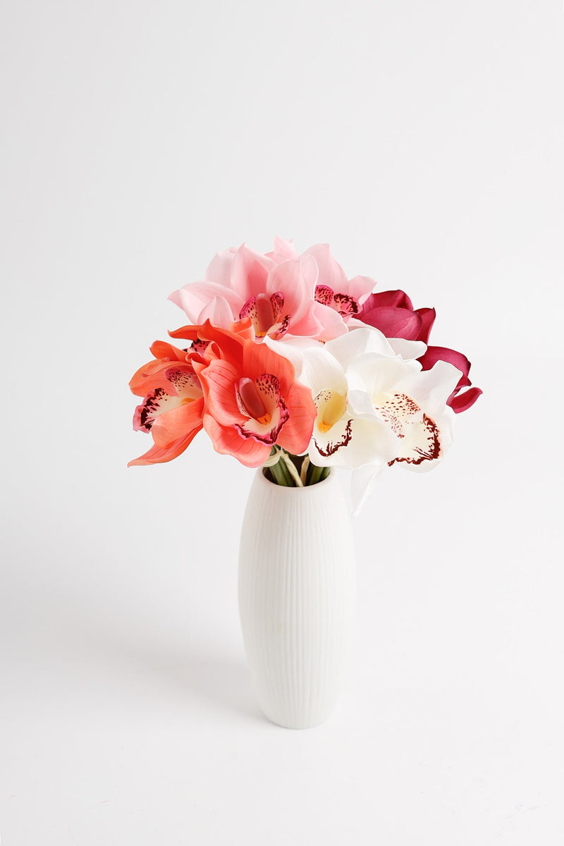10 Inch Cymbidium Artificial Flowers 10 Pcs Real Touch Stems Bulk Wholesale