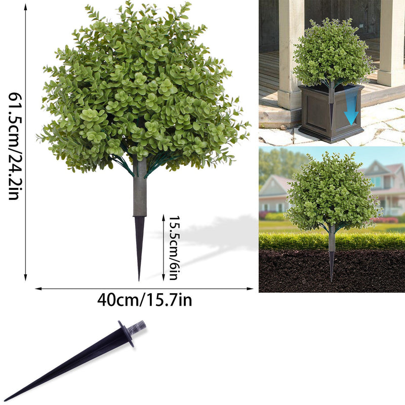 Artificial Topiary Bushes with Spike Stakes, UV Resistant Outdoor Fake Shrubs, Bulk Quantity