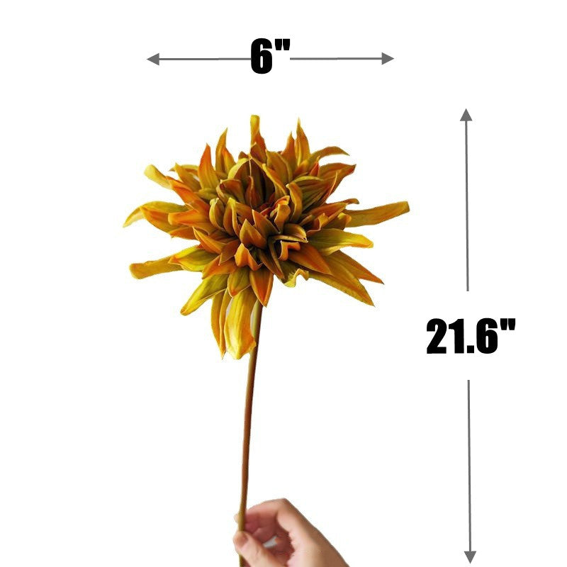 21.6 Inch Vintage Dahlia Stems, 6 Pcs Real Touch Silk Artificial Flowers, Winter Colors
