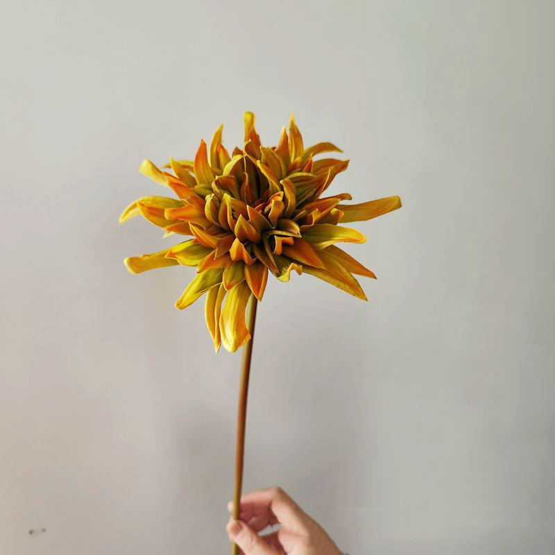 21.6 Inch Vintage Dahlia Stems, 6 Pcs Real Touch Silk Artificial Flowers, Winter Colors