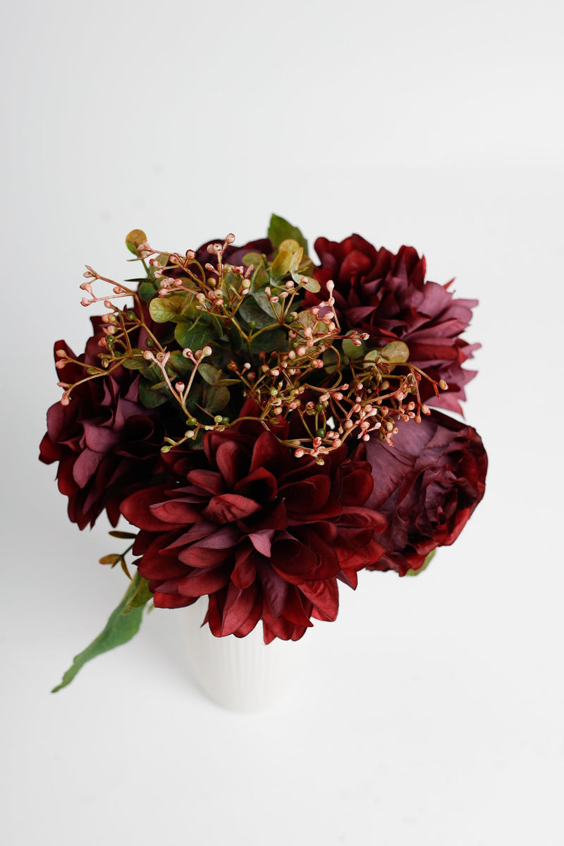 Silk Artificial Dahlia Fall Flowers Bouquet, Small, Bulk Quantity for Arrangements