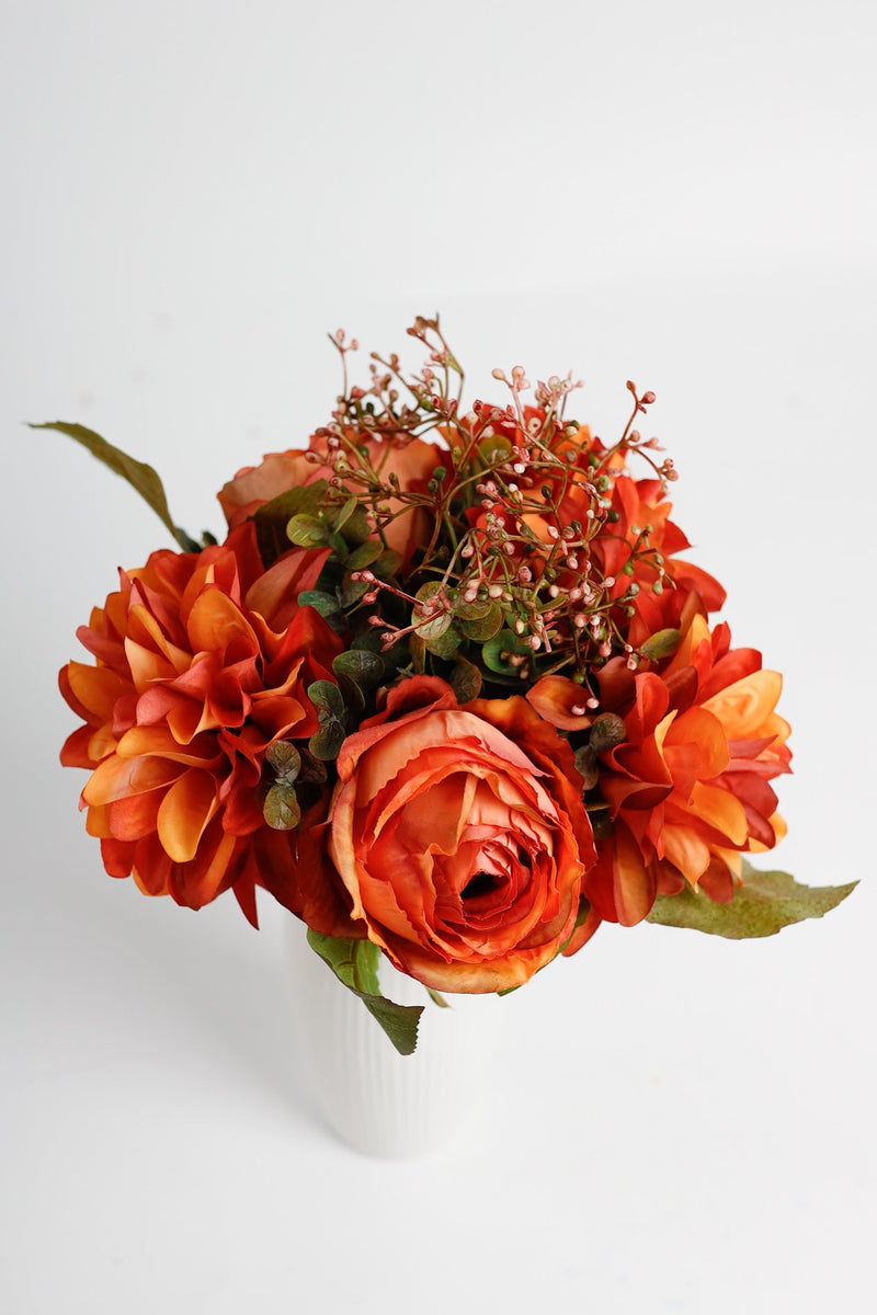 Silk Artificial Dahlia Fall Flowers Bouquet, Small, Bulk Quantity for Arrangements