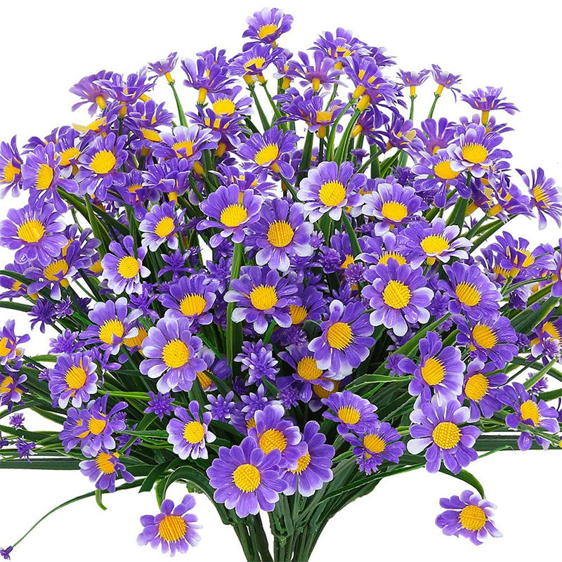 8 Pcs Artificial Daisy Flowers 12 Inch UV Resistant Plastic Faux Greenery Bouquets for Indoor Outdoor Garden Porch Decor