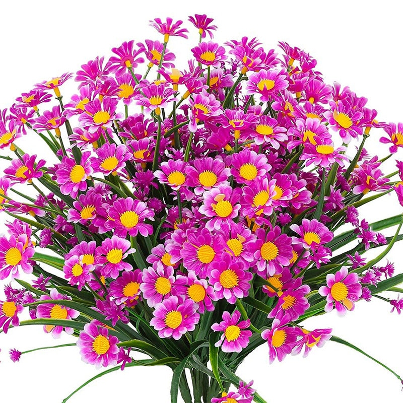 8 Pcs Artificial Daisy Flowers 12 Inch UV Resistant Plastic Faux Greenery Bouquets for Indoor Outdoor Garden Porch Decor