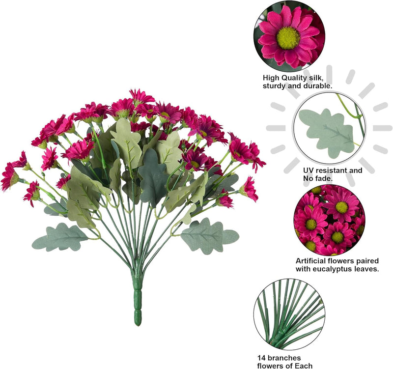 Artificial Daisy Flower Bush Bouquet 10 Pcs UV Resistant Fall Decor for Indoor Garden Window