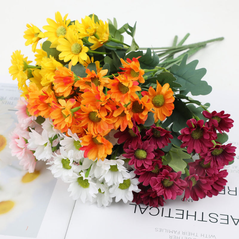 Artificial Daisy Flower Bush Bouquet 10 Pcs UV Resistant Fall Decor for Indoor Garden Window