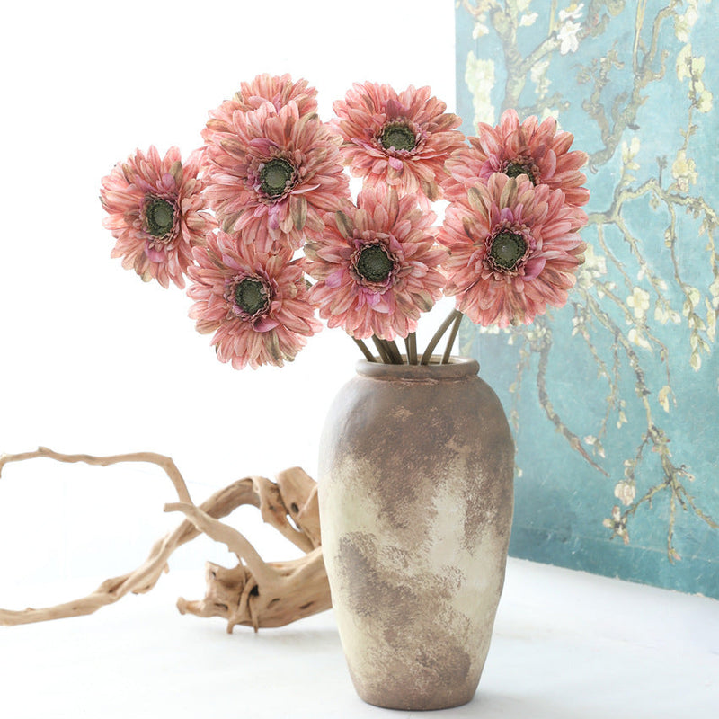 18 Inch Artificial Gerbera Daisy Stems, 10 Pcs, Autumn Winter Tones, Silk Flowers for Home and Wedding Decor