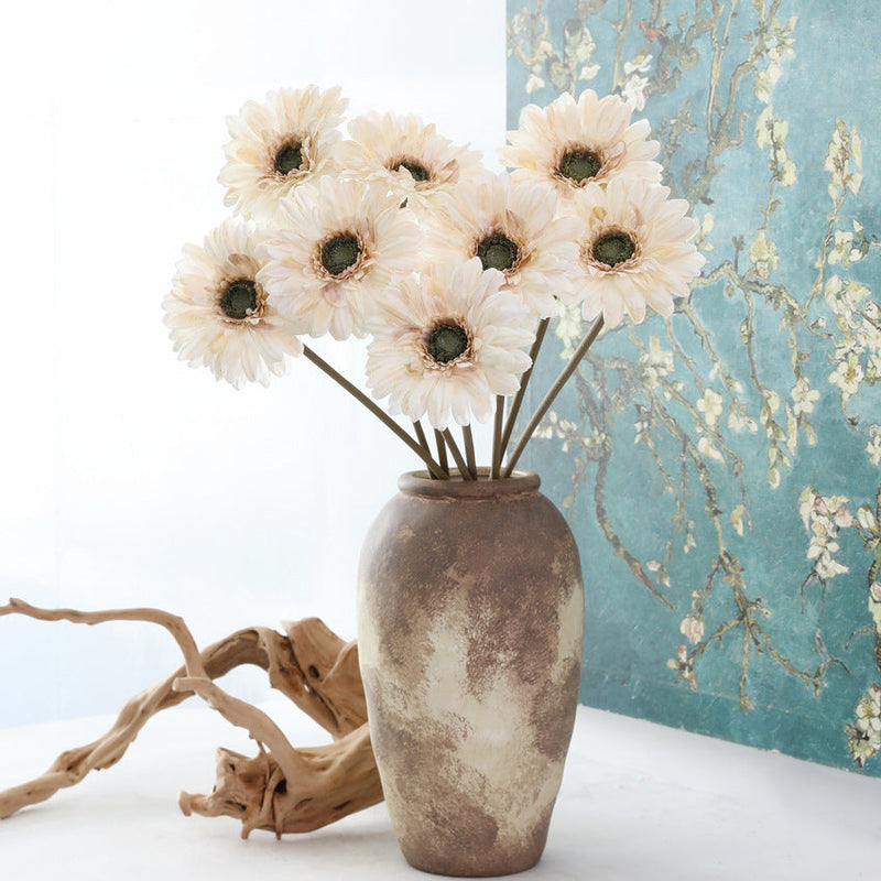 18 Inch Artificial Gerbera Daisy Stems, 10 Pcs, Autumn Winter Tones, Silk Flowers for Home and Wedding Decor