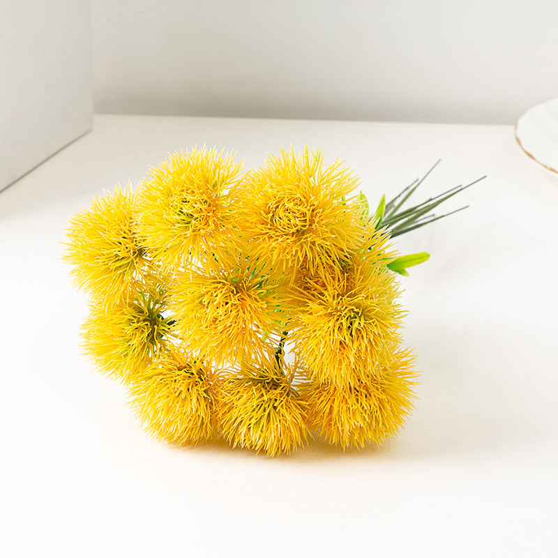 10 Pcs 11 Inch Artificial Kiku Dandelion Ball Flower Stems Bulk Silk Floral Stems
