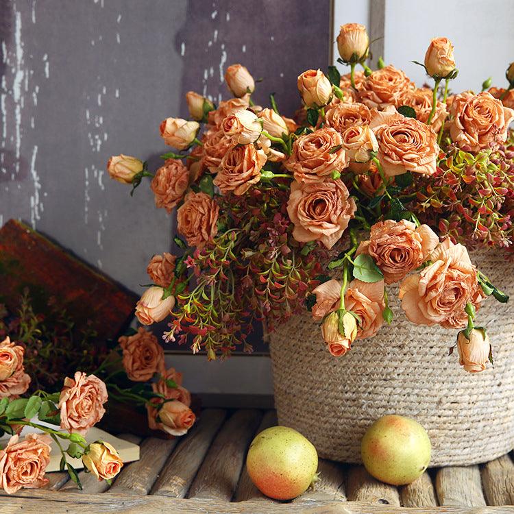 1 Branch Artificial Dried Rose Flowers Bouquets - Artificialmerch
