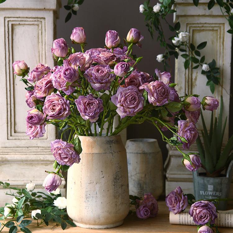 1 Branch Artificial Dried Rose Flowers Bouquets - Artificialmerch