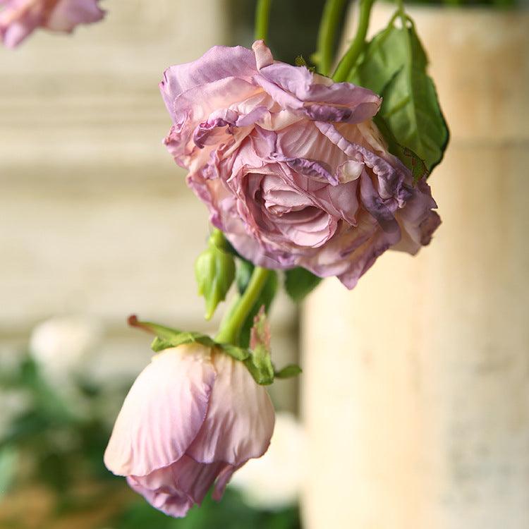 1 Branch Artificial Dried Rose Flowers Bouquets - Artificialmerch