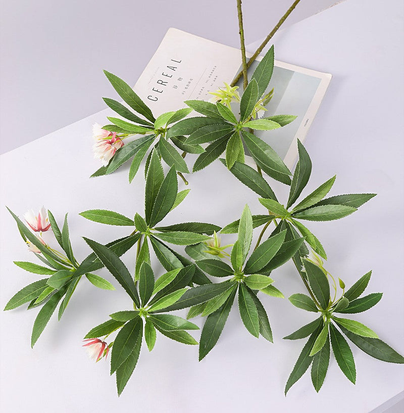 Artificial Elaeocarpus Flower Foliage Stem 35 Inch 10 Pcs Bulk Silk Leaves