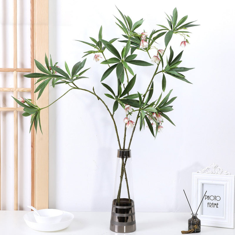 Artificial Elaeocarpus Flower Foliage Stem 35 Inch 10 Pcs Bulk Silk Leaves