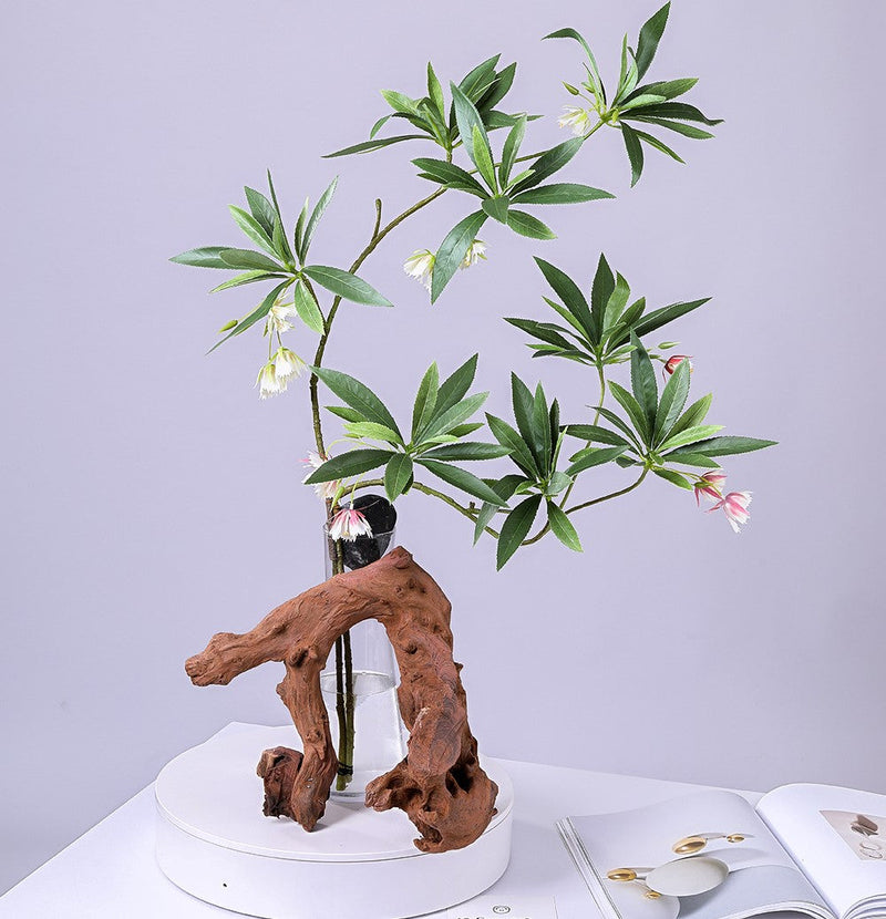Artificial Elaeocarpus Flower Foliage Stem 35 Inch 10 Pcs Bulk Silk Leaves
