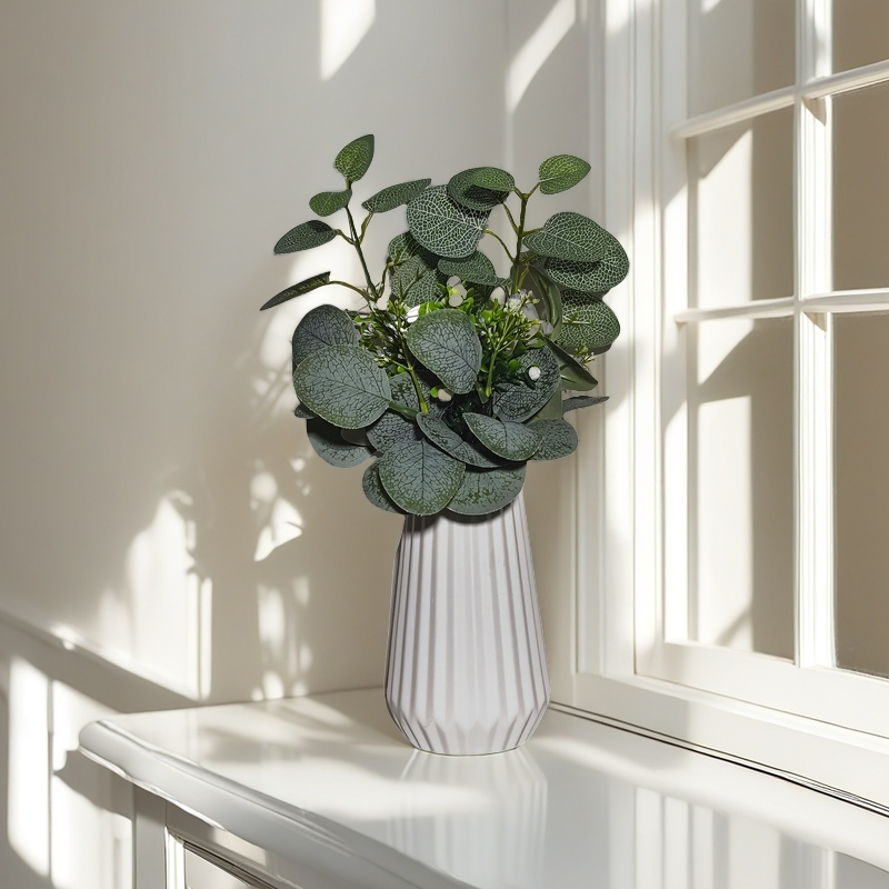 14 Inch Artificial Eucalyptus Plant in Vase, Potted Silk Green Foliage for Bedroom Bathroom Shelves, Bulk Quantity