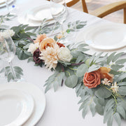 6 Feet Eucalyptus Garland with Terracotta Rose Artificial Flowers for Wedding Decor