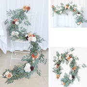 6 Feet Eucalyptus Garland with Terracotta Rose Artificial Flowers for Wedding Decor