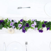 7.9 Ft Artificial Eucalyptus Garland with Flowers, Handcrafted Wedding Centerpiece Decor, Bulk Quantity