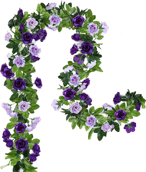 7.9 Ft Artificial Eucalyptus Garland with Flowers, Handcrafted Wedding Centerpiece Decor, Bulk Quantity