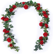 7.9 Ft Artificial Eucalyptus Garland with Flowers, Handcrafted Wedding Centerpiece Decor, Bulk Quantity