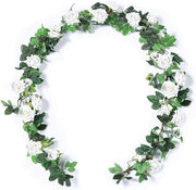 7.9 Ft Artificial Eucalyptus Garland with Flowers, Handcrafted Wedding Centerpiece Decor, Bulk Quantity