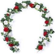 7.9 Ft Artificial Eucalyptus Garland with Flowers, Handcrafted Wedding Centerpiece Decor, Bulk Quantity