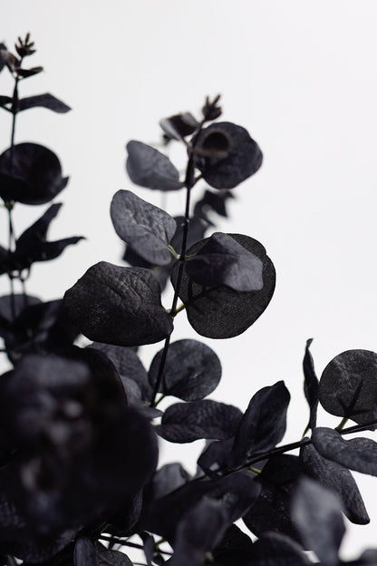 18 Inch Black Eucalyptus Bush 6 Stems Silk Artificial Halloween Centerpiece Bulk