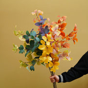 35" Artificial Autumn Eucalyptus Stems with Fall Leaves, 10 Pcs Silk Fall Decorations for Home and Office Floral Arrangements