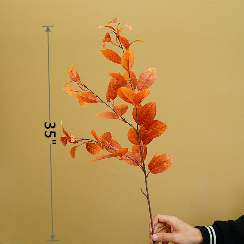 35" Artificial Autumn Eucalyptus Stems with Fall Leaves, 10 Pcs Silk Fall Decorations for Home and Office Floral Arrangements