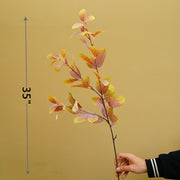 35" Artificial Autumn Eucalyptus Stems with Fall Leaves, 10 Pcs Silk Fall Decorations for Home and Office Floral Arrangements