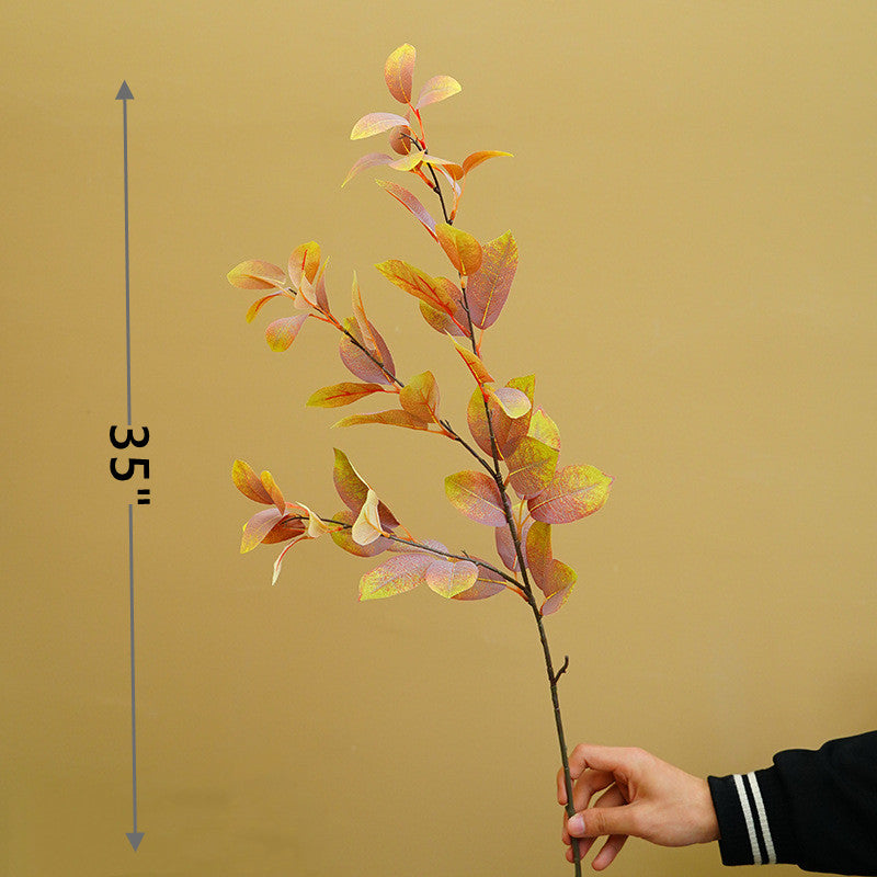 35" Artificial Autumn Eucalyptus Stems with Fall Leaves, 10 Pcs Silk Fall Decorations for Home and Office Floral Arrangements