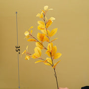 35" Artificial Autumn Eucalyptus Stems with Fall Leaves, 10 Pcs Silk Fall Decorations for Home and Office Floral Arrangements