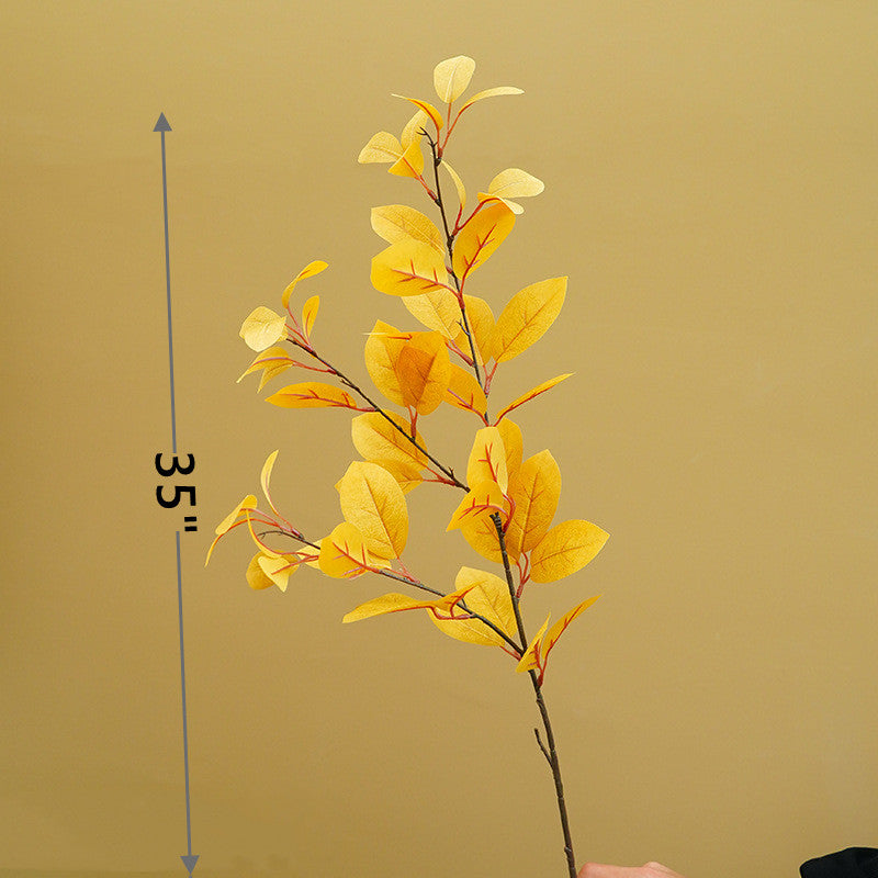 35" Artificial Autumn Eucalyptus Stems with Fall Leaves, 10 Pcs Silk Fall Decorations for Home and Office Floral Arrangements