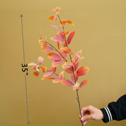35" Artificial Autumn Eucalyptus Stems with Fall Leaves, 10 Pcs Silk Fall Decorations for Home and Office Floral Arrangements
