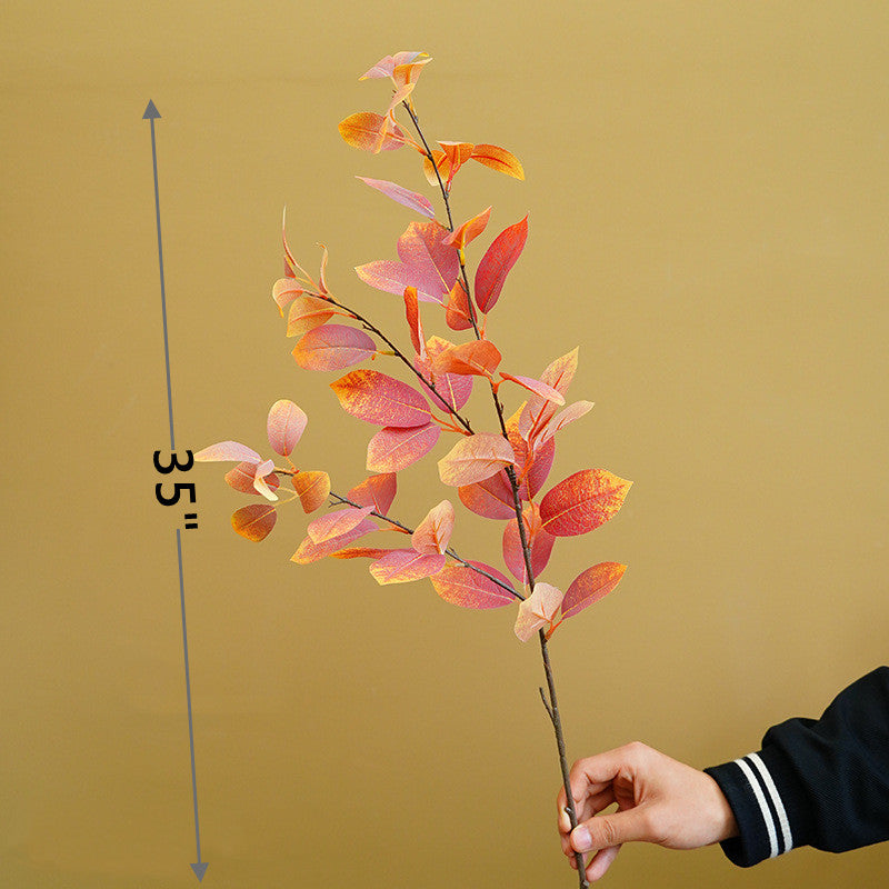 35" Artificial Autumn Eucalyptus Stems with Fall Leaves, 10 Pcs Silk Fall Decorations for Home and Office Floral Arrangements