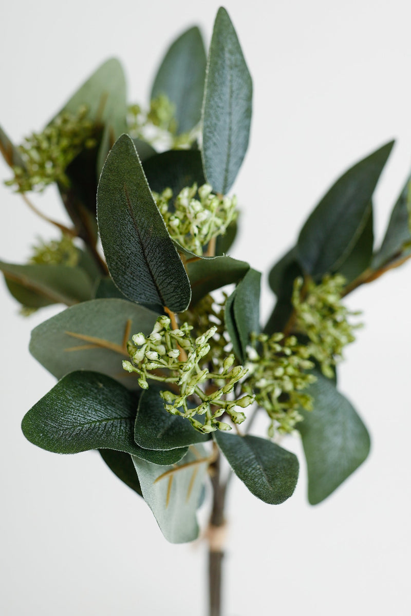 Artificial Eucalyptus Small Bouquet with Fruits 15 Inch Silk 1 Pc