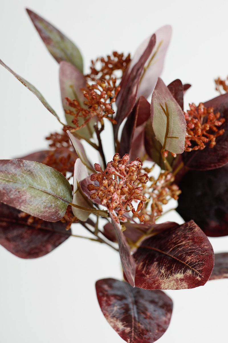 Artificial Eucalyptus Small Bouquet with Fruits 15 Inch Silk 1 Pc
