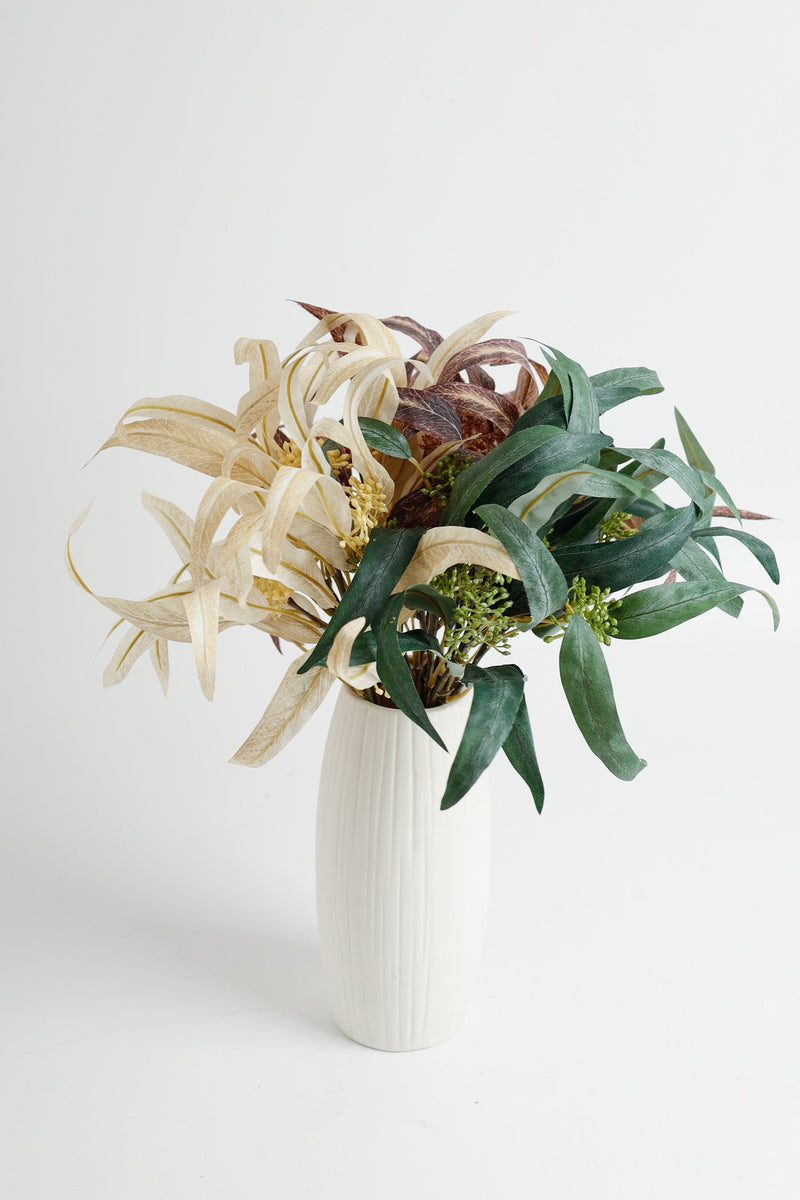 Artificial Eucalyptus Small Bouquet with Fruits 15 Inch Silk 1 Pc