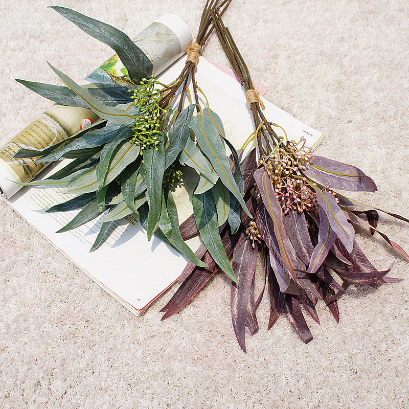 1 Bundle 5 Stems Artificial Eucalyptus Plants with Fruits Greenery for Flower Arrangements