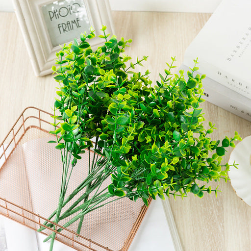 8 Bundles Artificial Eucalyptus Greenery Plants 8 Inch UV Resistant Fake Boxwood Shrubs